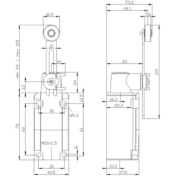 Siemens 3SE5132-0LJ50, muovi, IP66, IP67, 45 mm, 165 mm, 72 mm, 154 g