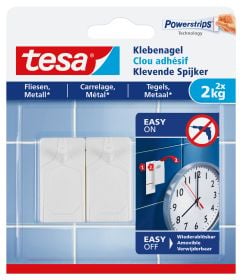 TESA 77762-00000-01, Sisätila, Yleiskoukku, Valkoinen, Polystyreeni, Liimateippi, 2 kg