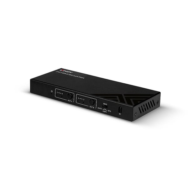 Lindy 38302, AV-matrisevelger, 18 Gbit/s, 4096 x 2160 piksler, Toslink, Svart, Metall