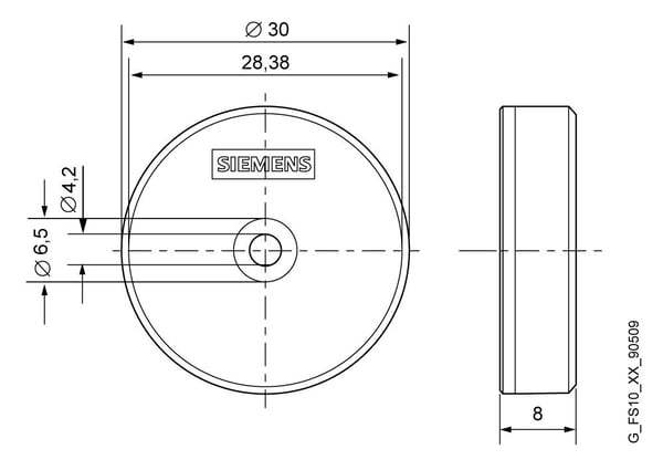 Siemens 6GT26004AA00, 13,56 MHz, FRAM, 8 mm, 3 cm, 8 mm, 30 mm
