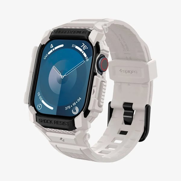 Spigen Rugged Armor Pro, Ask, Smartwatch, Beige, Apple, Apple Watch 10 (42mm), Termoplastisk polyuretan (TPU)