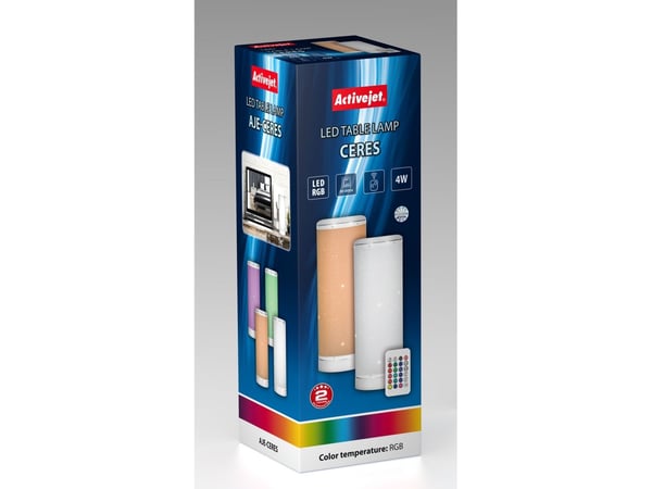 Activejet LED dekorativ lampe AJE-CERES RGB, Hvit, Soverom, Barnerom, Spisestue, Stue, Kontor, Universal, Moderne, IP20, CERES, ISO 9001, ISO 14001...