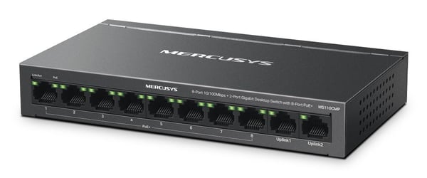 Mercusys MS110CMP, Fast Ethernet (10/100), Full tosidig, Strøm over Ethernet (PoE), Kan monteres på vegg
