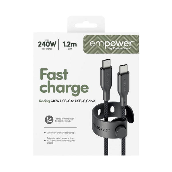 empower by PanzerGlass Racing 240 W USB-C–USB-C-kaapeli | USB 2.0 | 1,2 m | Weltall Schwarz