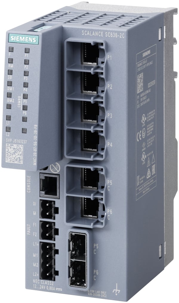 Siemens 6GK5636-2GS00-2AC2 Security-Element 10 / 100 / 1000 MBit/s, IP20, 26 mm, 127 mm, 156 mm, 1,5 kg, CE, RoHS, REACH