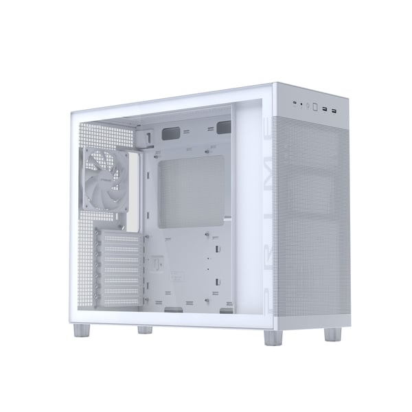 ASUS Prime AP303 - Tower - ATX - genomskinlig sidopanel (härdat glas) - ingen strömförsörjning (ATX) - vit - USB/ljud