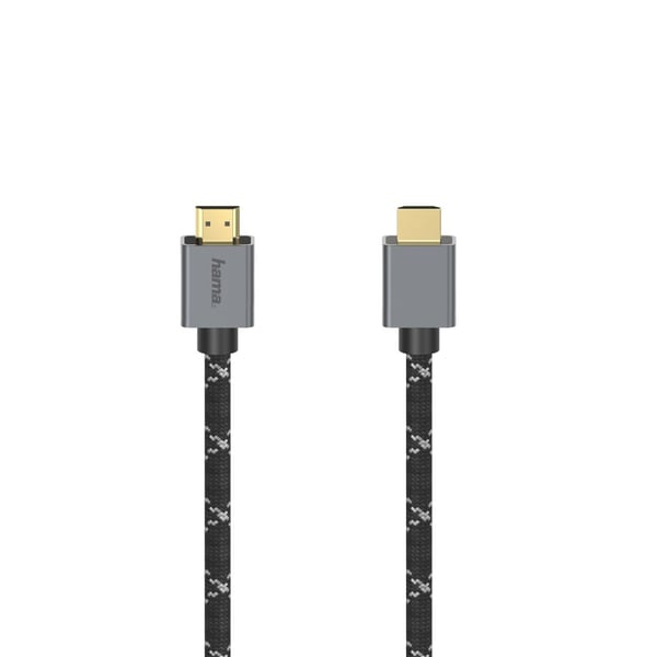 Hama Prime Line - Ultra High Speed - HDMI-kabel med Ethernet - HDMI hann til HDMI hann - 2 m - dobbeltisolert - gråsvart - støtte for 8K UHD (7680 ...