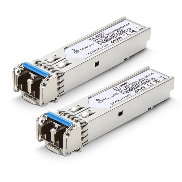 Splitter „ExtraLink Extralink SFP 1.25G“ 2-pakke SFP-modul | 1,25 Gbps, LC/UPC, 1310 nm, 20 km, enkeltmodus, DOM