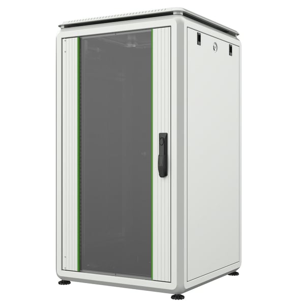 LOGON RDL20U66WH, Itseseisova teline, 20U, 600 kg, Näppäinlukko, Säädettävät jalat, Tehostunut kaapelinhallinta