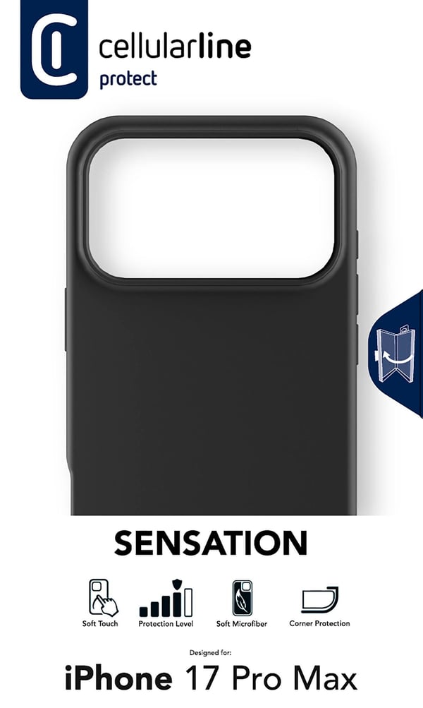 Cellularline SENSATIONIPH17PRMK, Etui, Apple, iPhone 17 Pro Max, 17,5 cm (6.9"), Svart