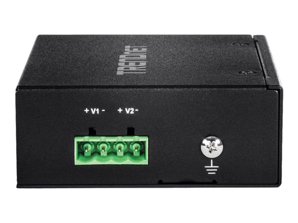 TRENDnet TI-PE50 - Kytkin - hallitsematon - 4 x 10/100 (PoE+) + 1 x 10/100 - DIN-kiskoon asennettava, seinään asennettava - PoE+ (90 W) - DC-virta ...