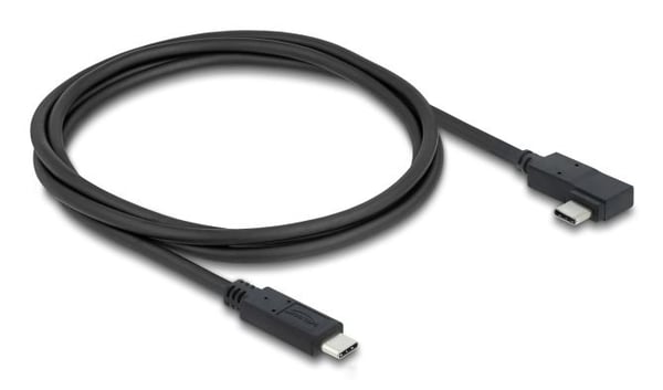 Delock - USB-kabel - USB-C (hane) rak till USB-C (hane) vänster-/högervinklad - USB 3.2 / Thunderbolt 3 - 48 V - 5 A - 1 m - upp till 40 Gbps dataö...