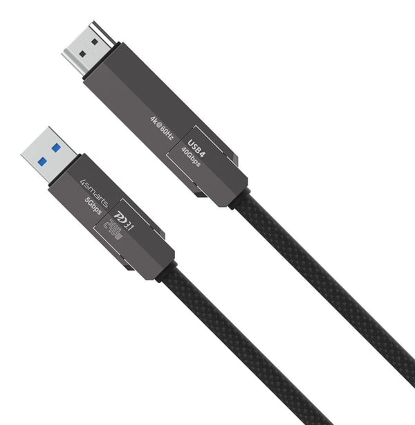 4smarts 549240, 1,5 m, USB C, USB C, USB4 Gen 3x2, 40 Gbit/sek, Svart