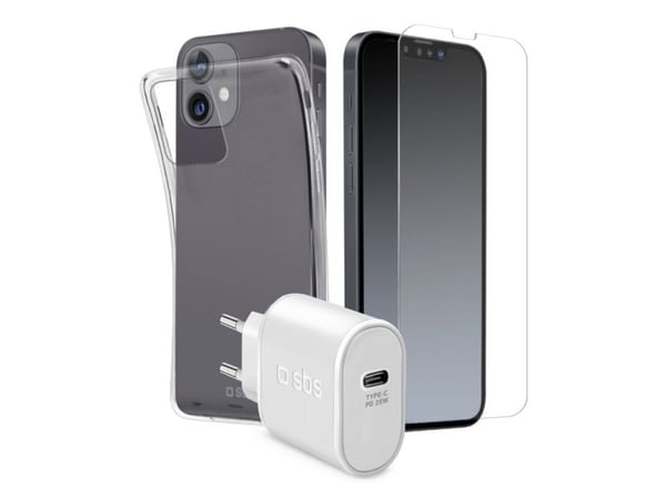 SBS oplader, cover og beskyttelsesglas-kit til iPhone 14 / 13®