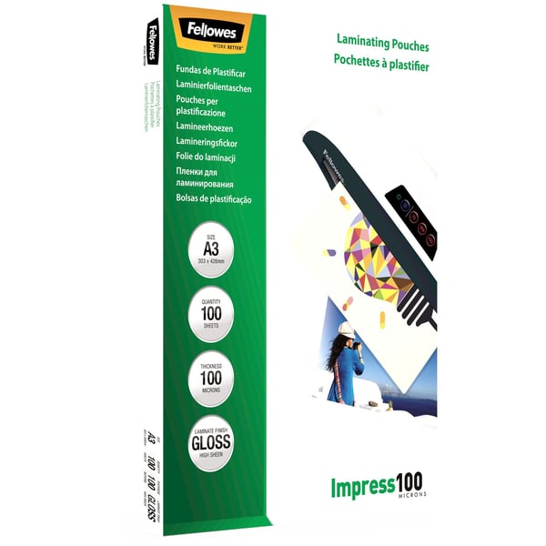 Fellowes A3 kirkkaat laminointitaskut 100 mikronia - (100 kpl)