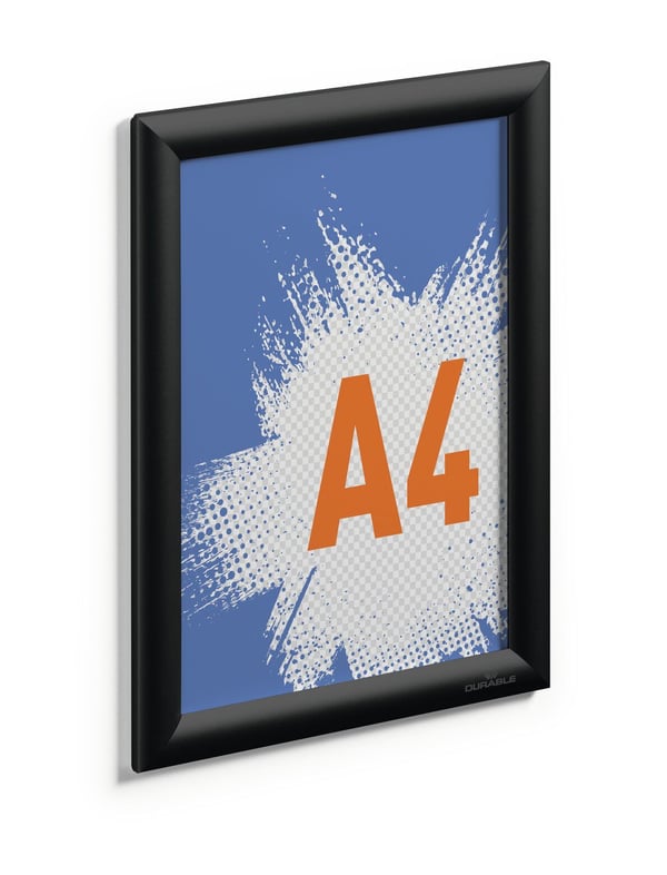 Durable 479601, Enkel bilderamme, Aluminium, Plast, Isopor, Svart, Vegg, 19,2 x 27,2 cm, Rektangulær