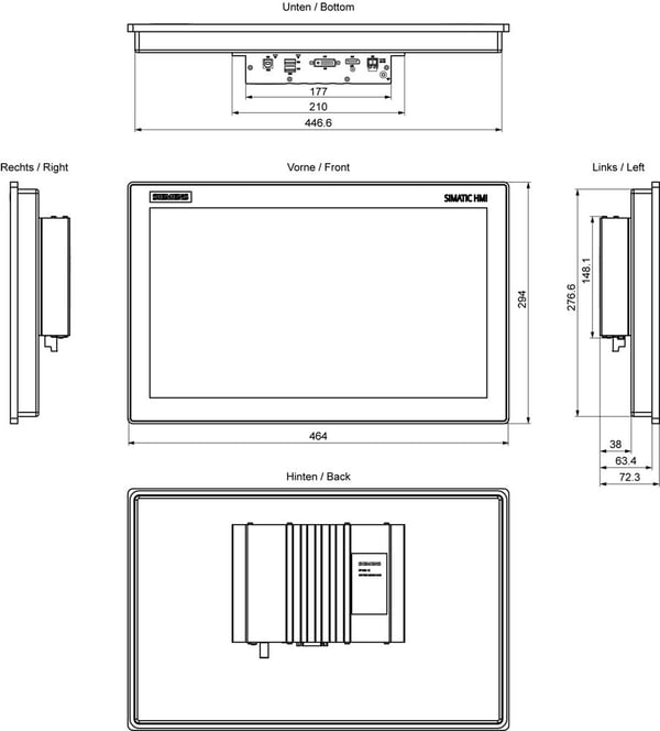 Siemens 6AV7863-6MA00-2AA0, 1080 x 1920 pixlar, 294 mm, 7,42 kg, 625 mm, 510 mm, 230 mm
