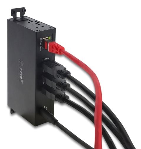 Delock - Hub - RJ45, 1.5 kV isolation - 3 x USB 3.2 Gen 1 + 1 x USB-C 3.2 Gen 1 (strømforsyning) + 1 x 1 Gigabit Ethernet - stasjonær, overflatemon...
