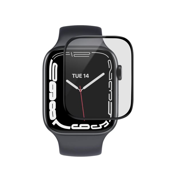 eSTUFF Titan Shield - Skjermbeskyttelse for smart armbåndsur - flexible, hybrid - glass - rammefarge svart - for Apple Watch (40 mm)