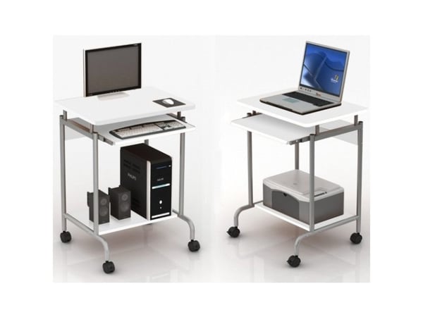 Techly ICA-TB S005W, Suora, Suorakaiteen muotoinen, MDF-levy, Metalli, Kotitoimisto, Valkoinen