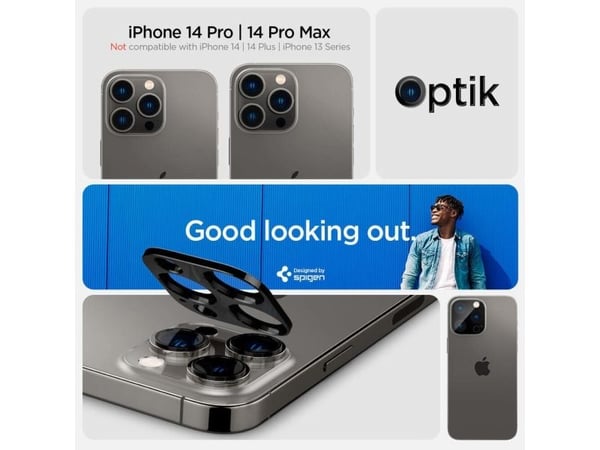 Spigen Glas.tR Optik, Apple, iPhone 14 Pro Max, iPhone 14 Pro, Gjennomsiktig, 2 stykker
