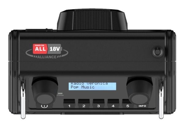 PerfectPro DPR2-18V arbeidsradio DAB+ FM, støv- og støtbestandig, svart