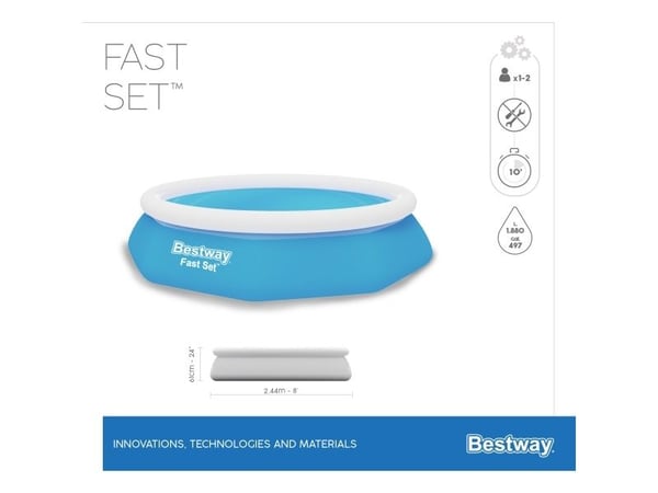 Bestway Fast Set 57448 oppblåsbart basseng 2,44 m x 61 cm, rundt