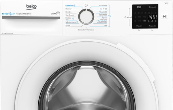 Beko b300 BM3WFU39413W, Edestä täytettävä, 9 kg, B, 75 dB, 1400 RPM, A