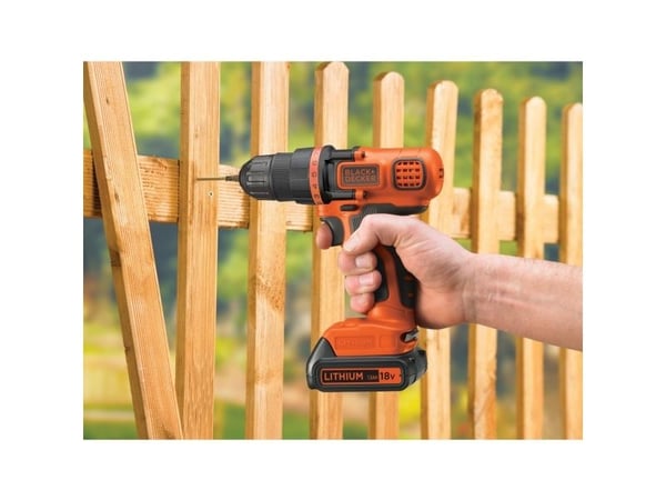 Black & Decker BDCDD18N-XJ, Musta, Oranssi, 650 RPM, 2,5 cm, 1 cm, 28 Nm, 2,5 cm