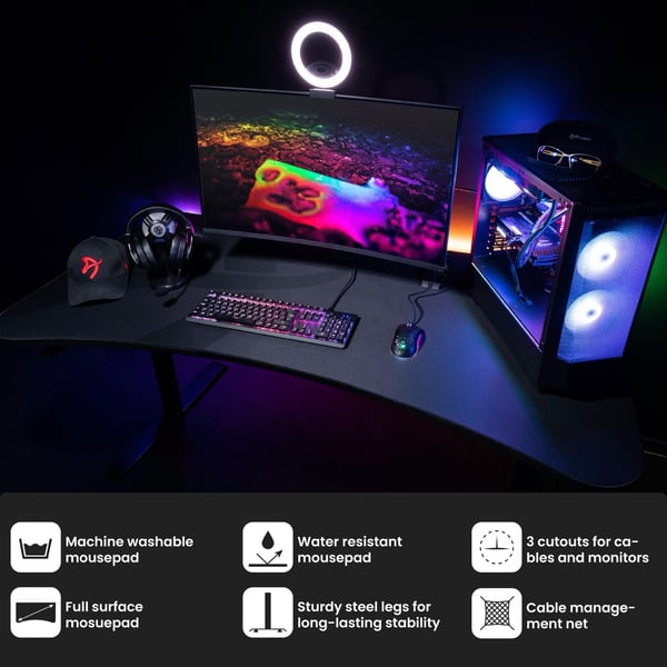 Arozzi Arena Gaming Desk - Large - Dark Grey