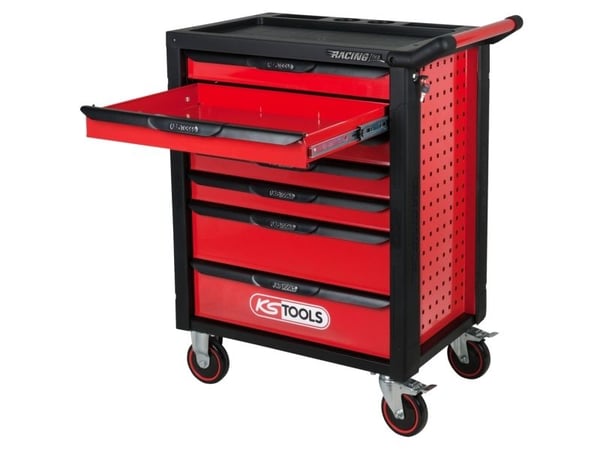 KS Tools 826.0007 RACINGline työkalukärry, 7 laatikkoa, teräs, musta/punainen