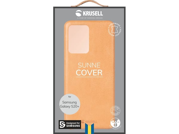 Krusell Sunne - Matkapuhelimen takakuori - tekstiili, aito vintage-nahka - klassinen nude - Samsung Galaxy S20+, S20+ 5G:lle