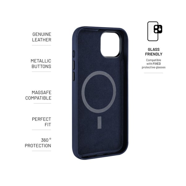 FIXED MagLeather, Etui, Apple, iPhone 15 Plus, 17 cm (6.7"), Blå