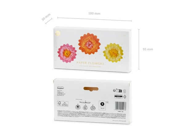 PartyDeco DB2, Dekoration, papper, Multifärg, Lutning, 35 cm, 3 styck