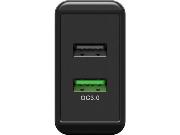 Dobbel USB hurtiglader USB/QC 3.0 (28 W) sort