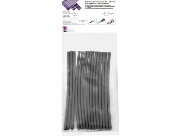 Conrad T1902CA031, Kutistesukka, Musta, Polyeteeni, 3 mm, 15 kpl, 1 mm