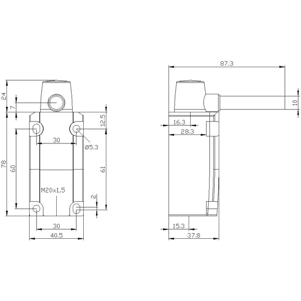 Siemens 3SE5132-0LU22, Plast, IP66, IP67, Cuboid, 53 mm, 111,5 mm, 105 mm