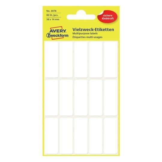 Avery Zweckform - Hvit - 14 x 38 mm 90 etikett(er) (6 ark x 15) flerbruks merkelapper