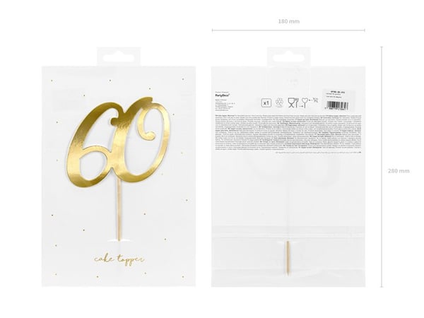 PartyDeco KPT62-60-019, Tårta, Guld, 20,5 cm, 180 mm, 280 mm, Blåsa