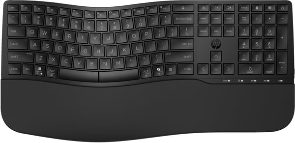 HP 685 Comfort tangentbord med dubbla lägen, QWERTY, Fullstor (100 %), Trådlös, Trådlös RF + Bluetooth, Membrantangentbrytare, QWERTY, Svart