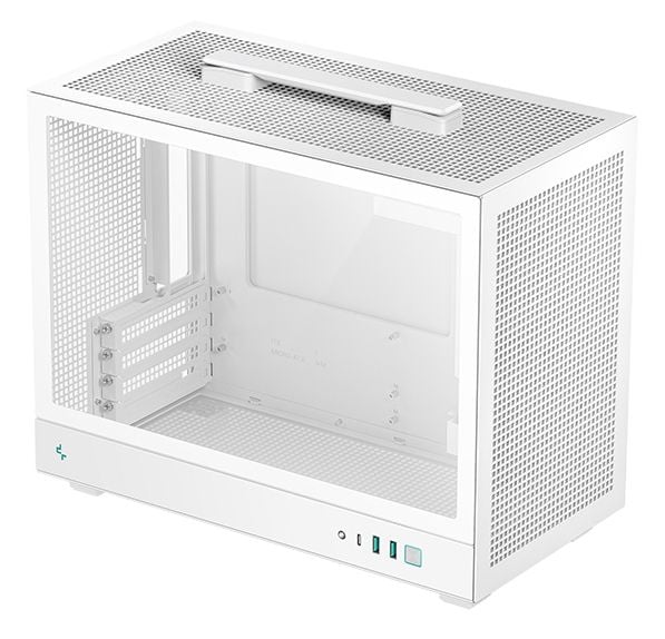 DeepCool CH160 PLUS WH SFF PC-kabinett, hvit, sidepanel i herdet glass