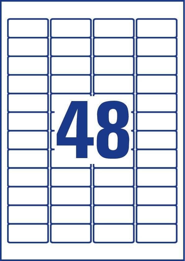 Avery J4791-25, Valkoinen, Pyöristetty suorakulmio, Kiinteä, 45.7 x 21.2 mm, A4, Paperi