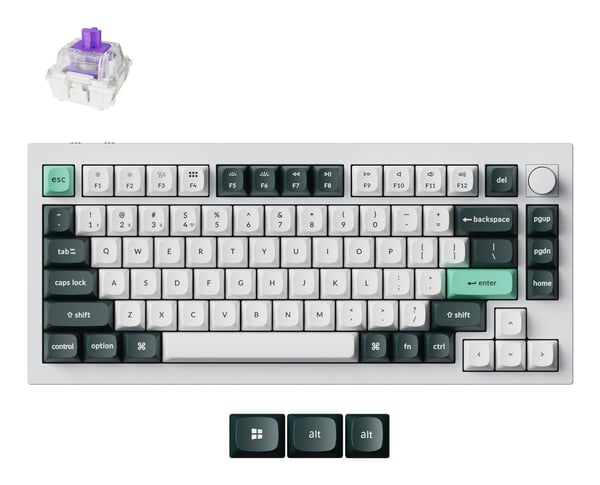 Keychron Q1 HE QMK Barebone Gateron Magnetic Nebula-tastatur med dobbeltskinne