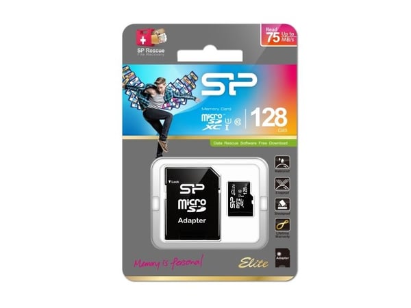 SILICON POWER Elite - Flashminnekort - 128 GB - UHS-I U1 / Class10 - microSDXC UHS-I