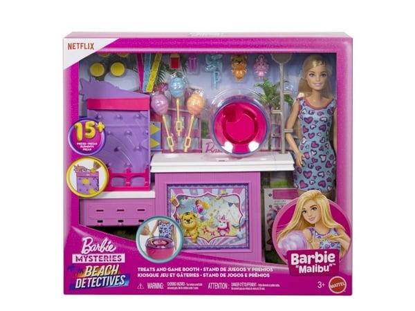 Barbie Mysteries: Beach Detectives ”Malibu” -nukke, hattara-/pelikojulelupakkaus ja tarvikkeita, Muotinukke, Naaras, 3 vuosi/vuosia, Poika/tyttö, 3...