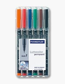 Staedtler 318 WP6, Musta, Sininen, Ruskea, Vihreä, Oranssi, Punainen, Musta, Läpinäkyvä, Polypropeeni (PP), 0,6 mm, 6 kpl