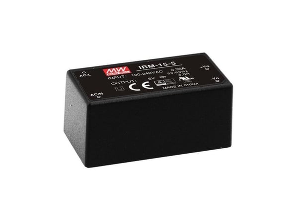 MEAN WELL IRM-15-24, 15 W, 85 - 264 V, 0,63 A, Musta, RoHS, ITE EN/UL/IEC 60950