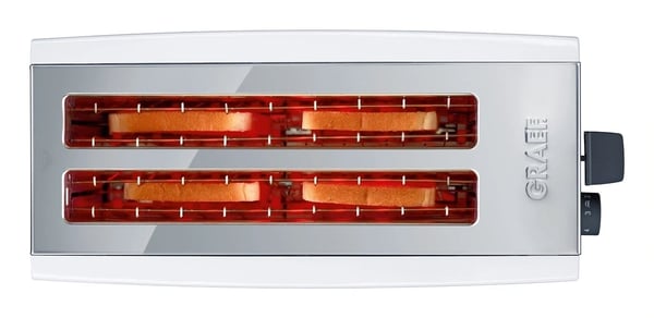 Graef TO 101, 4 viipale(i)ta, Hopea, Valkoinen, Alumiini, Ruostumaton teräs, Painikkeet, Rotaatio, 1380 W, 230 V