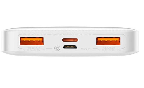 Baseus PPBD050502, 10000 mAh, Litium polymeeri (LiPo), Adaptive Fast Charging, 20 W, Valkoinen