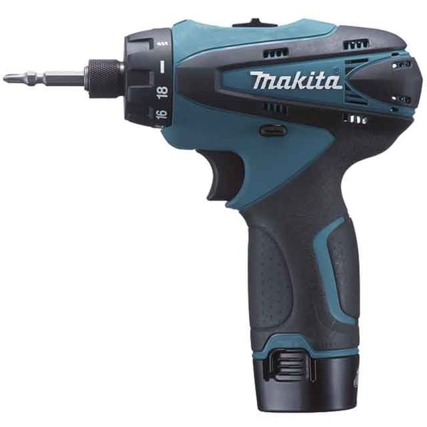 Makita DF030DWE borskrutrekker 10,8 V 24/14 Nm, 2-pk 1,3 Ah batterier